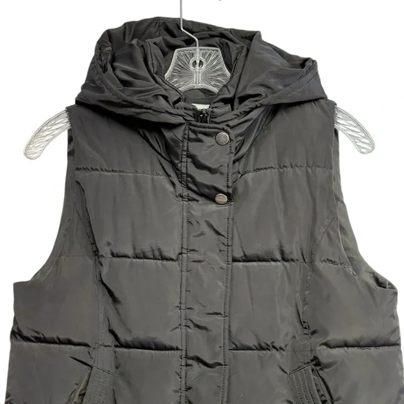 Kafuna Women's Longline Black Puffer Gilet Vest Hooded Quilted Sleeveless Medium - Picture 4 of 10